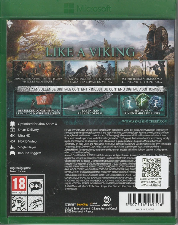 Assassin's Creed Valhalla: Drakkar Edition (Xbox One / Xbox Series X) (achterkant)