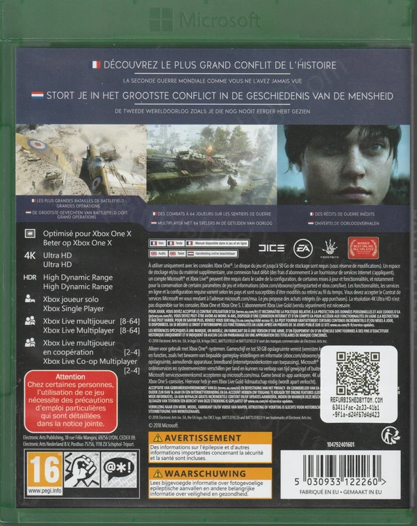 Battlefield V (Xbox One) (achterkant) Battlefield V (Xbox One) (achterkant)