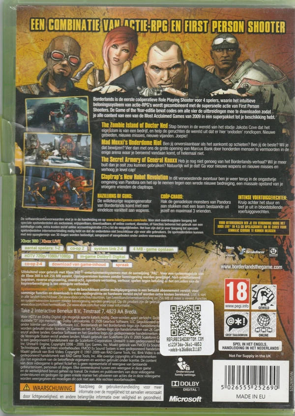 Borderlands (Xbox 360) (achterkant)