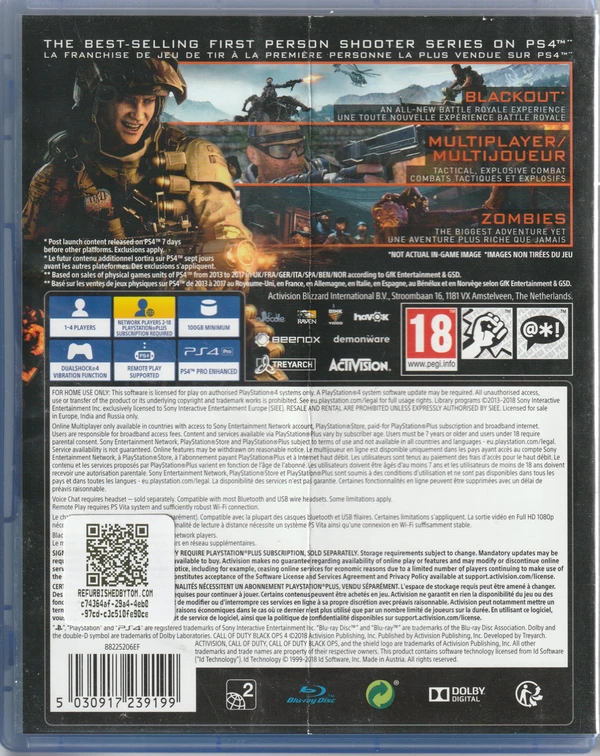 Call of Duty: Black Ops 4 (PS4) (achterkant) Call of Duty: Black Ops 4 (PS4) (achterkant)