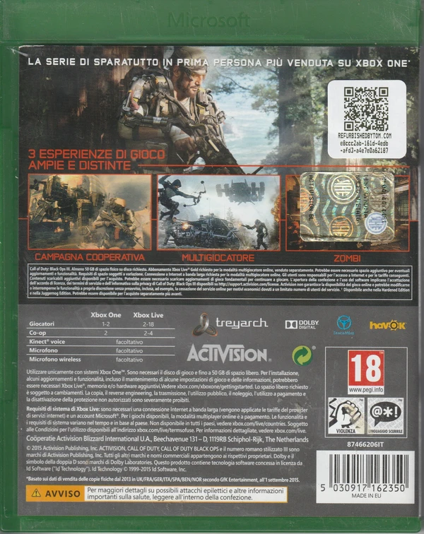Call of Duty: Black Ops III (Xbox One) – Italië (achterkant)