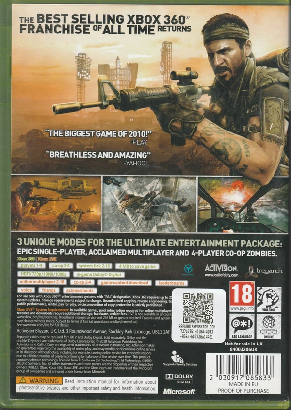 Call of Duty: Black Ops (Xbox 360) (achterkant)