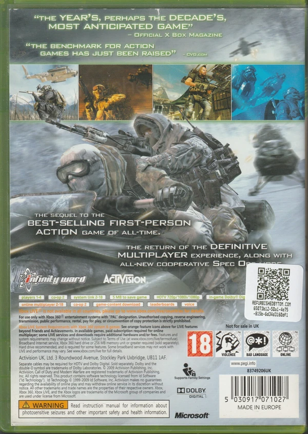 Call of Duty: Modern Warfare 2 (Xbox 360) (achterkant)