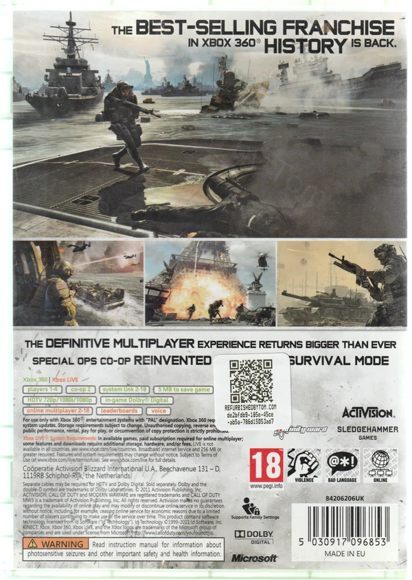 Call of Duty: Modern Warfare 3 (Xbox 360) (achterkant)