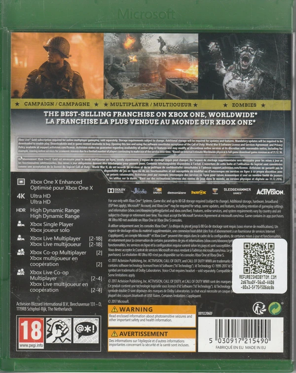 Call of Duty: WWII (Xbox One) (achterkant)