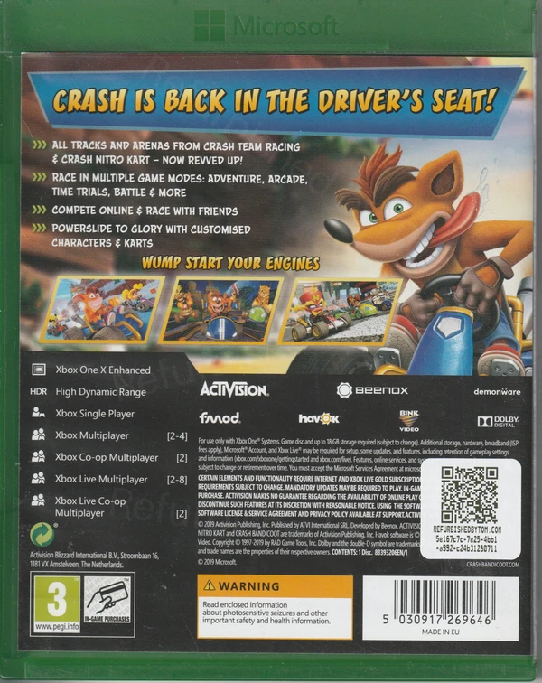 Crash Team Racing Nitro-Fueled (Xbox One) (achterkant) Crash Team Racing Nitro-Fueled (Xbox One) (achterkant)