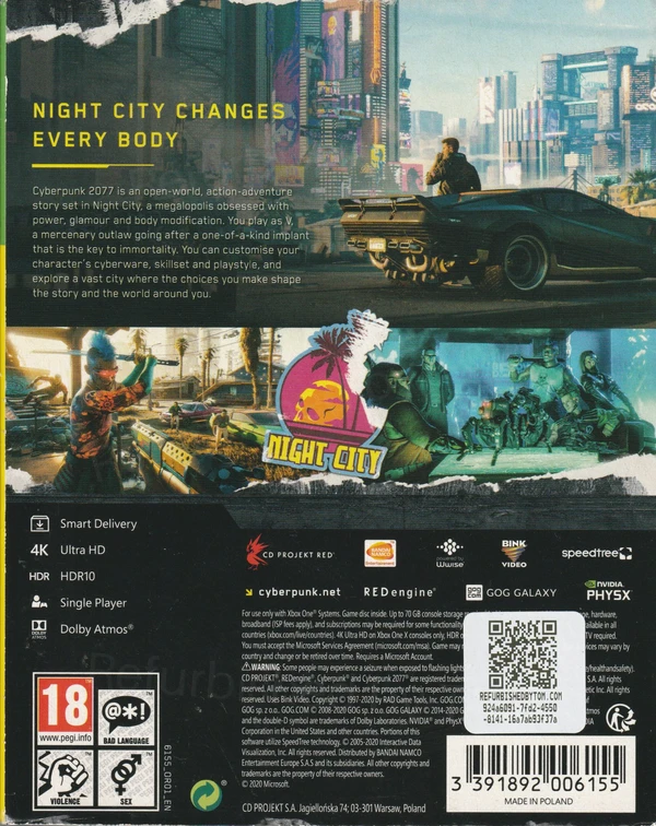 Cyberpunk 2077 (Xbox One) (achterkant)