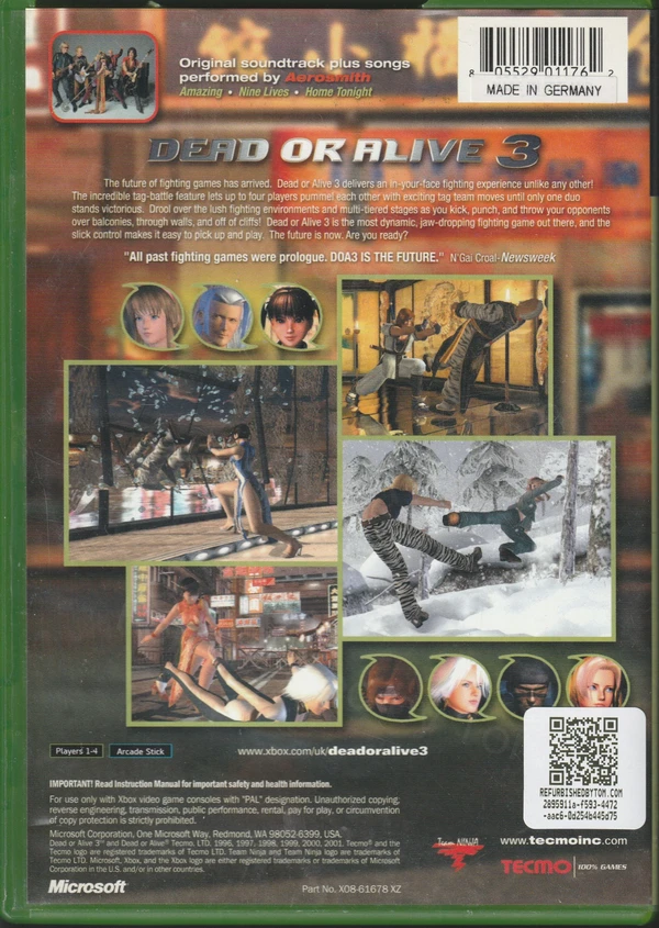 Dead or Alive 3 (Xbox Original) (achterkant) Dead or Alive 3 (Xbox Original) (achterkant)