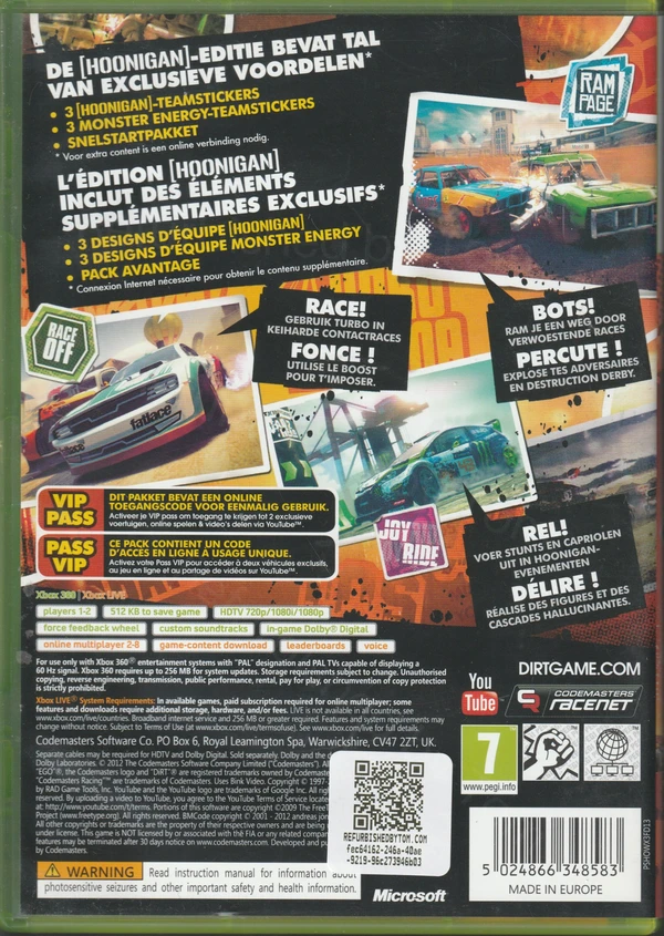DiRT Showdown (Xbox 360) (achterkant)