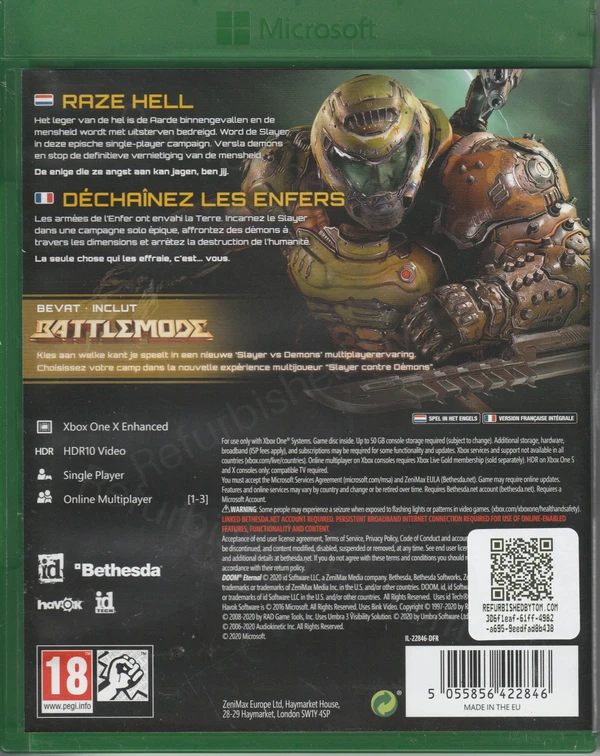 DOOM Eternal (Xbox One) (achterkant) DOOM Eternal (Xbox One) (achterkant)