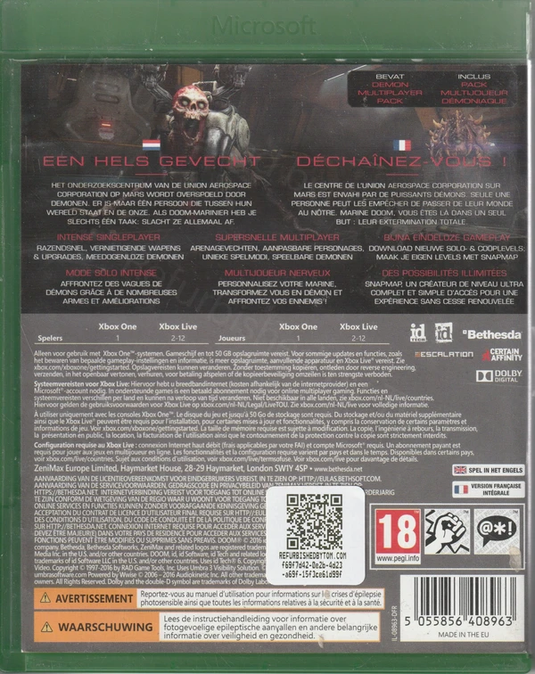 DOOM (Xbox One) (achterkant) DOOM (Xbox One) (achterkant)