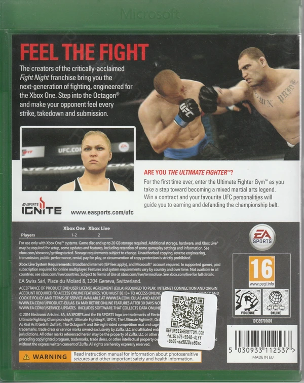 EA Sports UFC (Xbox One) (achterkant)