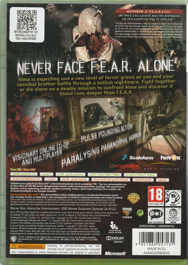F.E.A.R. 3 (Xbox 360) (achterkant)