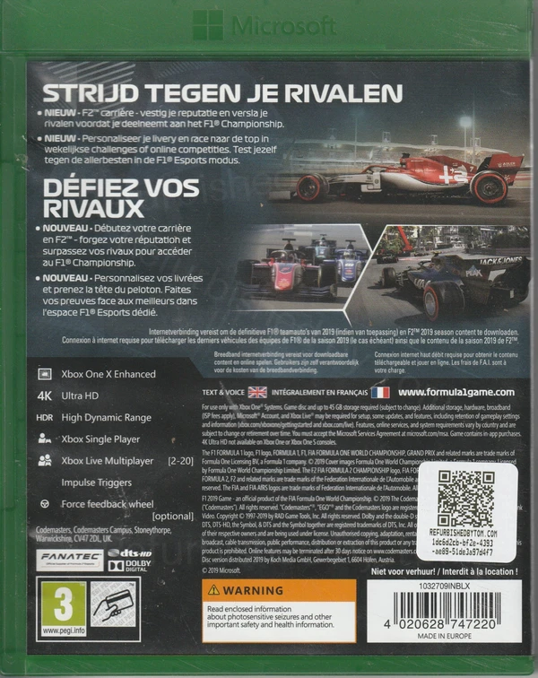 F1 2019 (Xbox One) (achterkant)