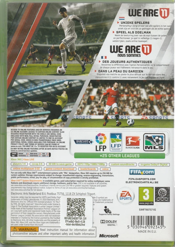 FIFA 11 (Xbox 360) – Benelux (achterkant)