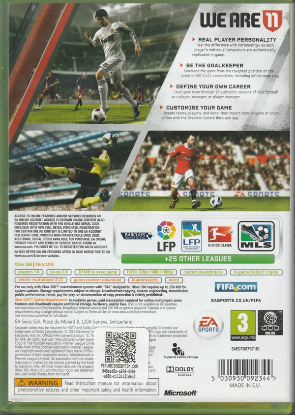 FIFA 11 (Xbox 360) – Verenigd Koninkrijk (achterkant)