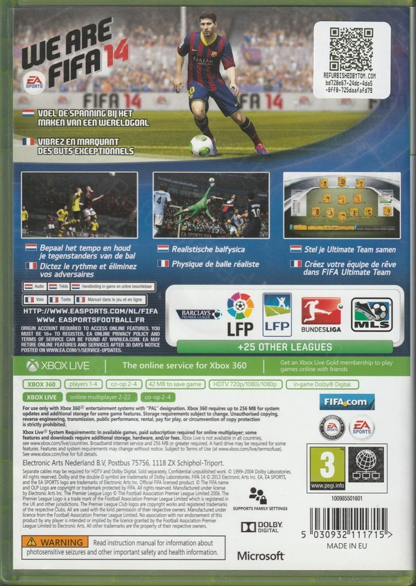 FIFA 14 (Xbox 360) – Benelux (achterkant) FIFA 14 (Xbox 360) – Benelux (achterkant)