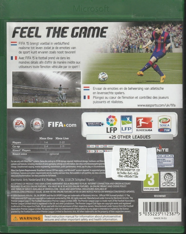 FIFA 15 (Xbox One) (achterkant) FIFA 15 (Xbox One) (achterkant)