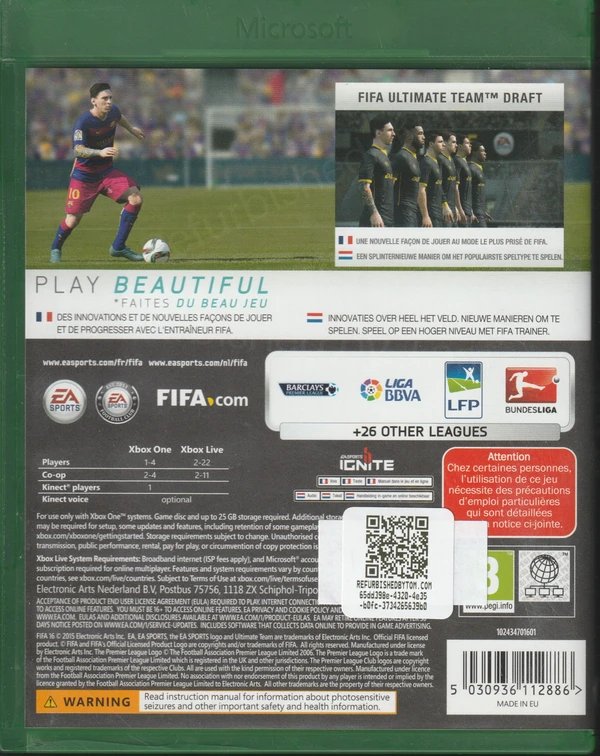 FIFA 16 (Xbox One) (achterkant)