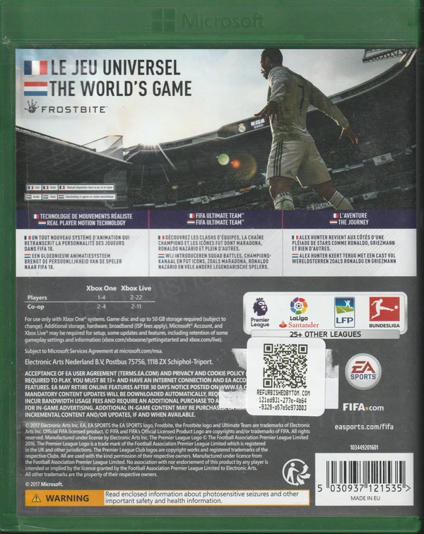 FIFA 18 (Xbox One) (achterkant)