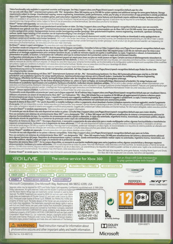 Forza Horizon (Xbox 360) (achterkant) Forza Horizon (Xbox 360) (achterkant)