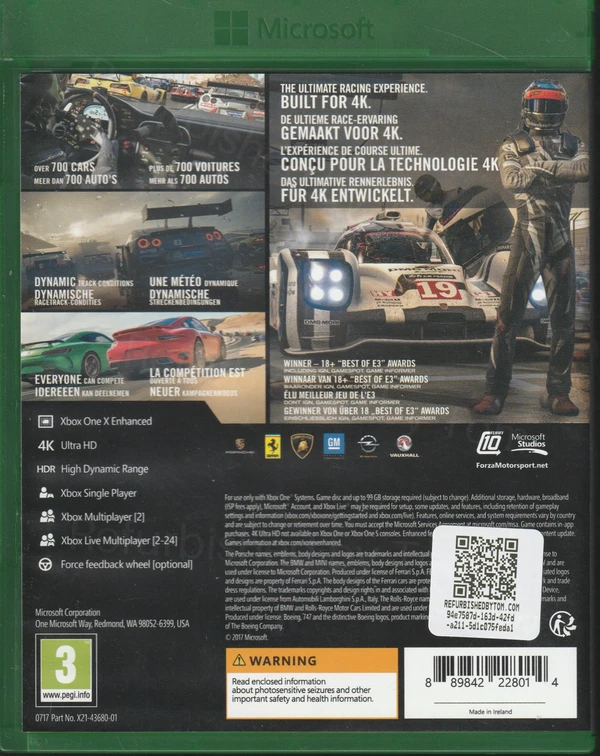 Forza Motorsport 7 (Xbox One) (achterkant)