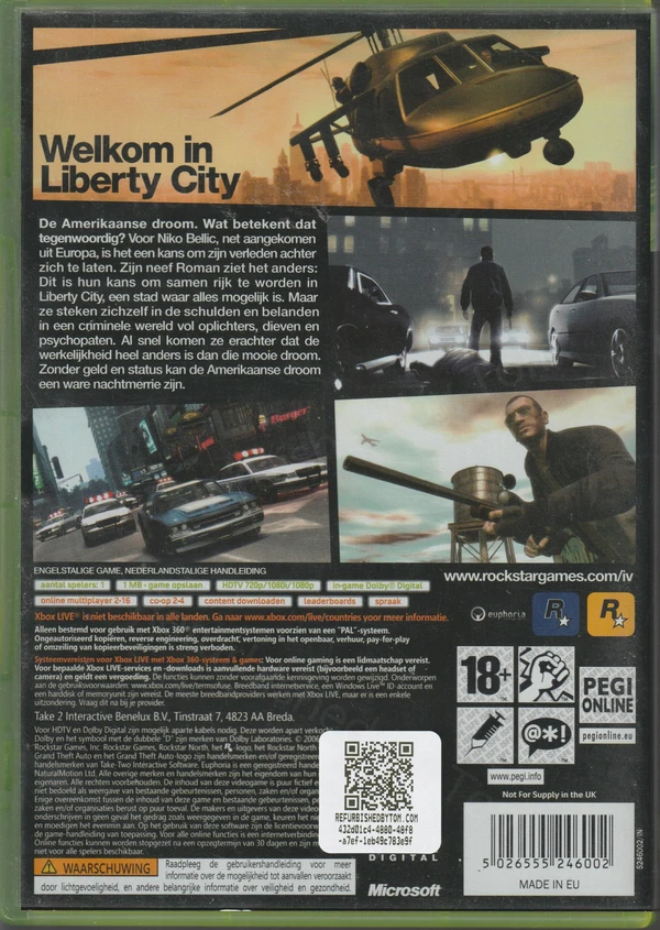Grand Theft Auto IV (Xbox 360) (achterkant)