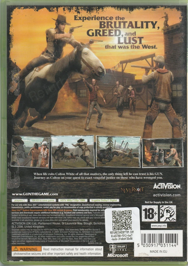 Gun (Xbox 360) (achterkant)