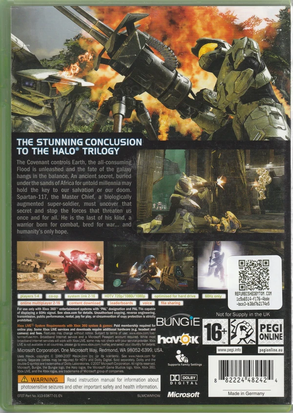Halo 3 (Xbox 360) (achterkant)