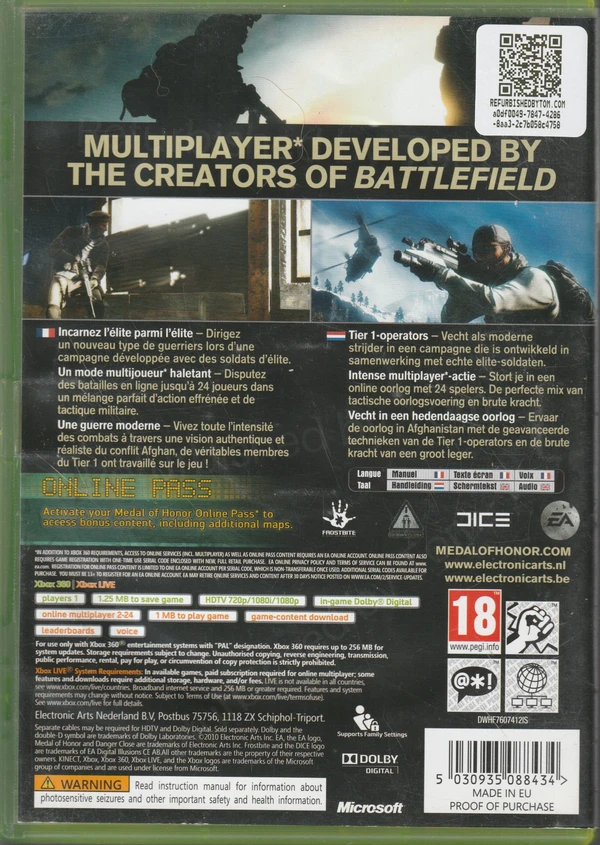 Medal of Honor (Xbox 360) (achterkant)