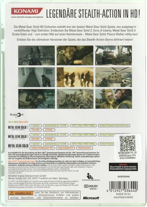 Metal Gear Solid HD Collection (Xbox 360) (achterkant) Metal Gear Solid HD Collection (Xbox 360) (achterkant)