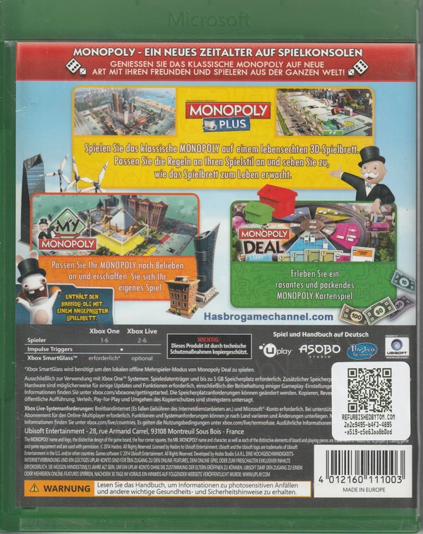 Monopoly Family Fun Pack (Xbox One) (achterkant)