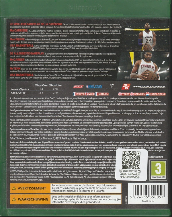 NBA 2K17 (Xbox One) (achterkant)