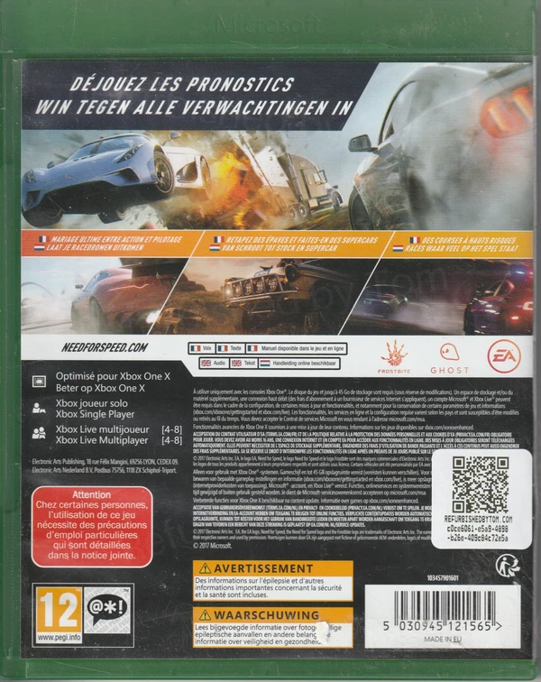 Need for Speed Payback (Xbox One) (achterkant)