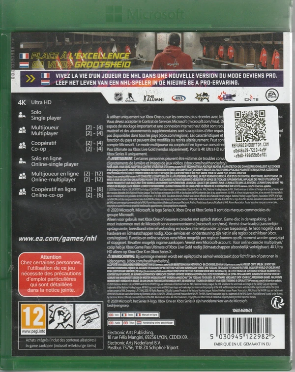 NHL 21 (Xbox One) (achterkant) NHL 21 (Xbox One) (achterkant)