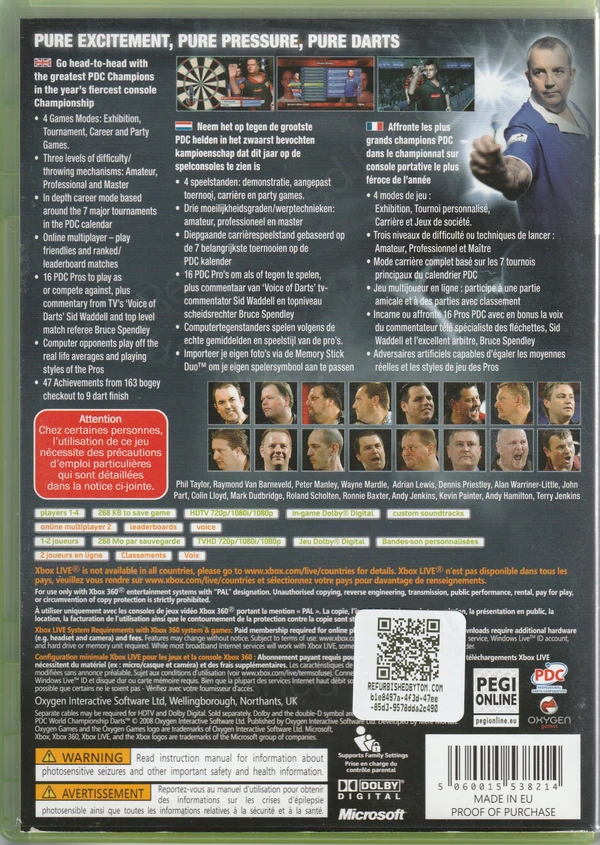 PDC World Championship Darts (Xbox 360) (achterkant) PDC World Championship Darts (Xbox 360) (achterkant)