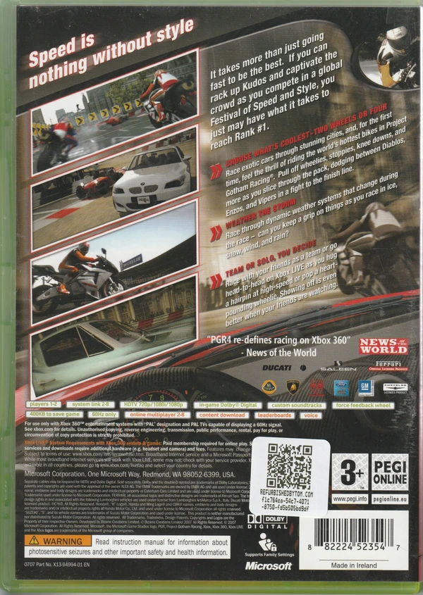 Project Gotham Racing 4 (Xbox 360) (achterkant)