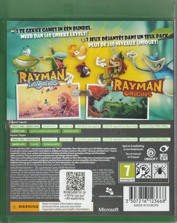 Rayman Legends + Rayman Origins: Double Pack (Xbox One + Xbox 360) (achterkant)