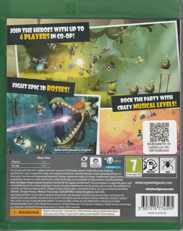 Rayman Legends (Xbox One) (achterkant)