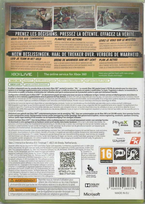 The Bureau: XCOM Declassified (Xbox 360) (achterkant) The Bureau: XCOM Declassified (Xbox 360) (achterkant)