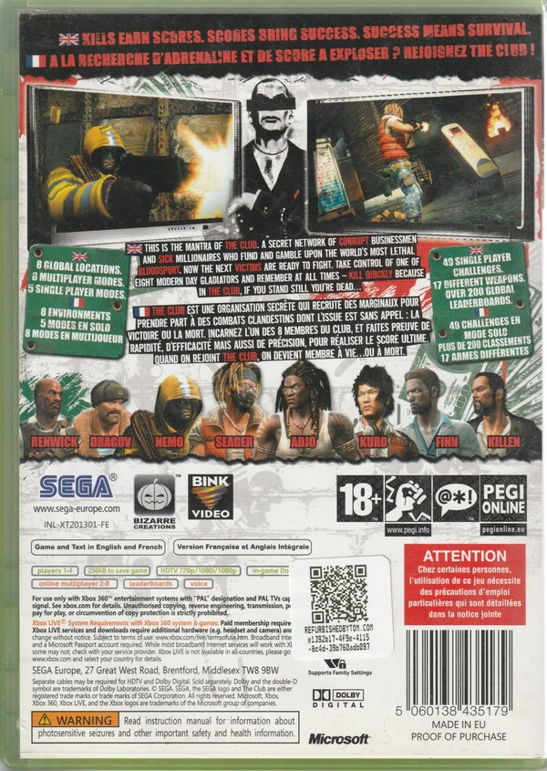 The Club (Xbox 360) (achterkant) The Club (Xbox 360) (achterkant)