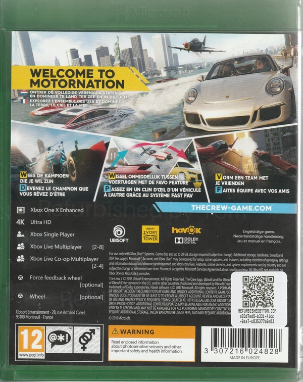 The Crew 2 (Xbox One) (achterkant) The Crew 2 (Xbox One) (achterkant)