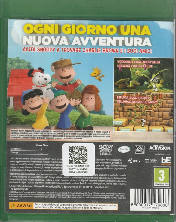The Peanuts Movie: Snoopy's Grand Adventure (Xbox One) (achterkant) The Peanuts Movie: Snoopy's Grand Adventure (Xbox One) (achterkant)
