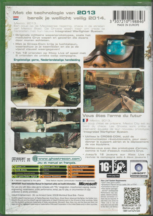 Tom Clancy's Ghost Recon Advanced Warfighter (Xbox Original) (achterkant)