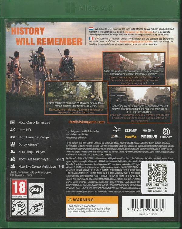 Tom Clancy's The Division 2 (Xbox One) (achterkant)