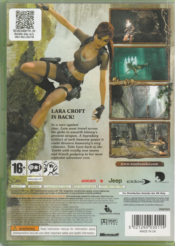 Tomb Raider: Legend (Xbox 360) (achterkant) Tomb Raider: Legend (Xbox 360) (achterkant)