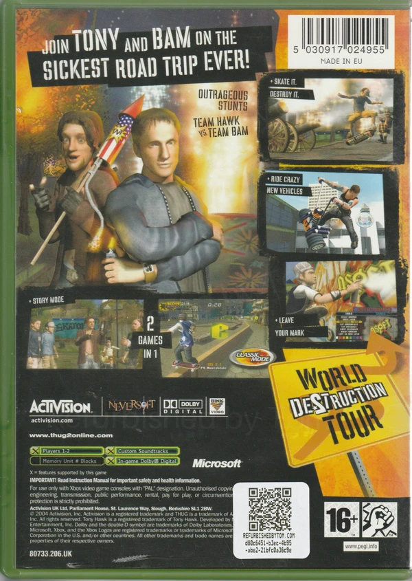 Tony Hawk's Underground 2 (Xbox Original) (achterkant) Tony Hawk's Underground 2 (Xbox Original) (achterkant)