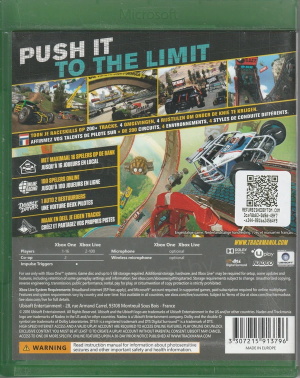 Trackmania Turbo (Xbox One) (achterkant)