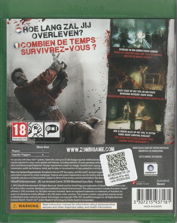 Zombi (Xbox One) (achterkant) Zombi (Xbox One) (achterkant)