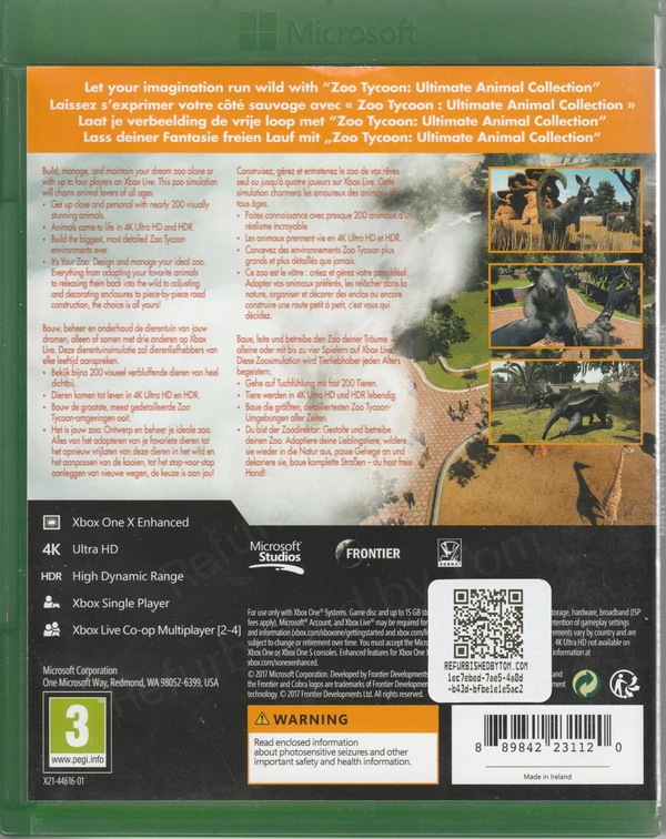 Zoo Tycoon: Ultimate Animal Collection (Xbox One) (achterkant)
